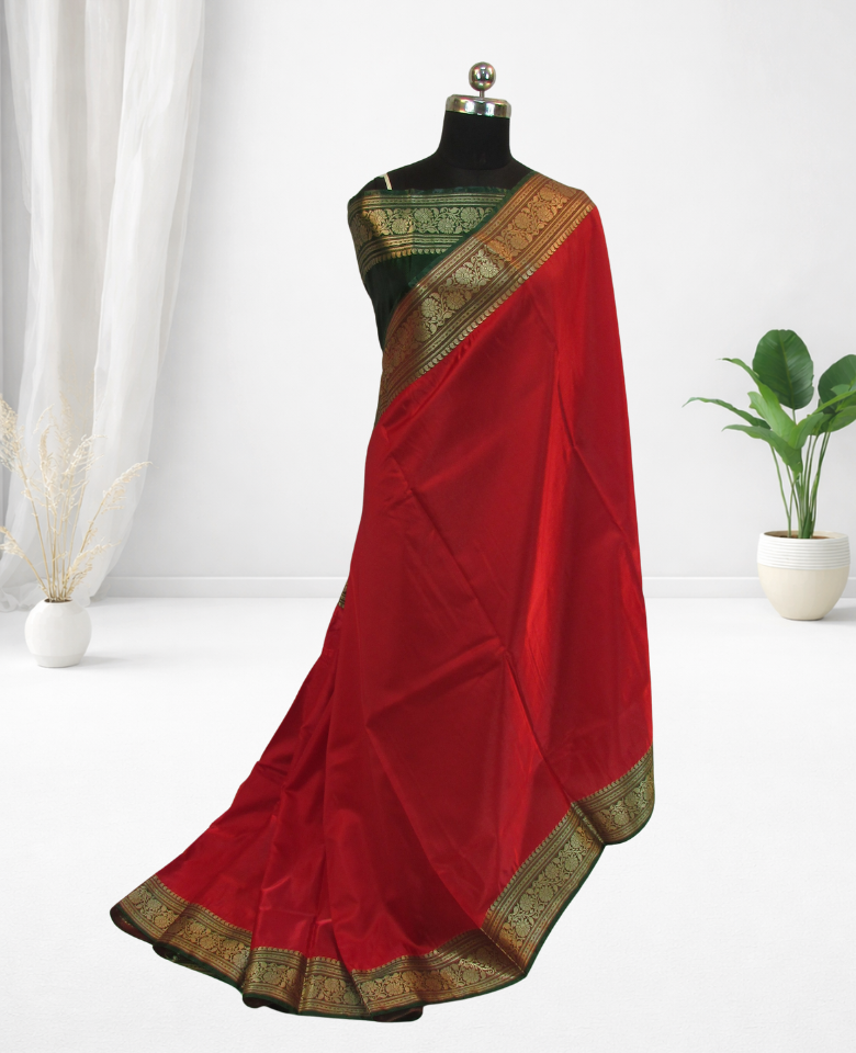banarasi silk saree Red