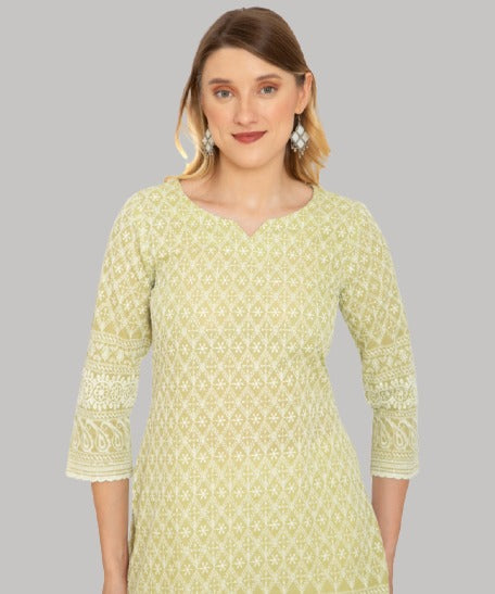 chikankari cotton kurti