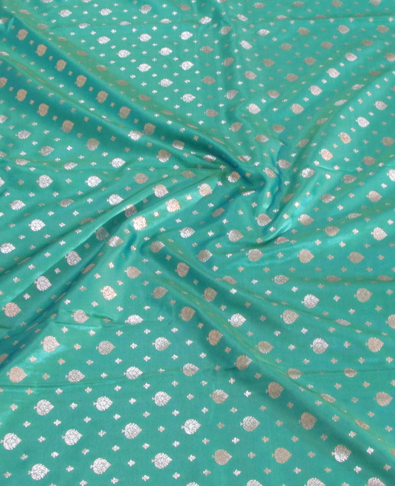 banarasi silk saree zari work Teal Green